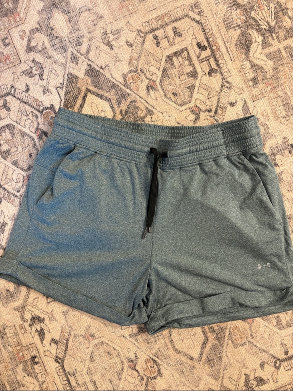 Women’s Athletic Drawstring Shorts — Heather Teal